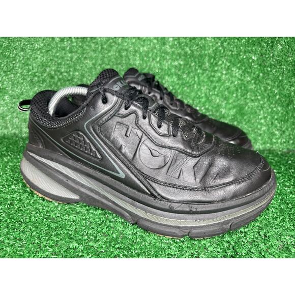 Hoka One One Mens Bondi LTR Wide Running Shoes Sneakers Size 10 2E Black Leather